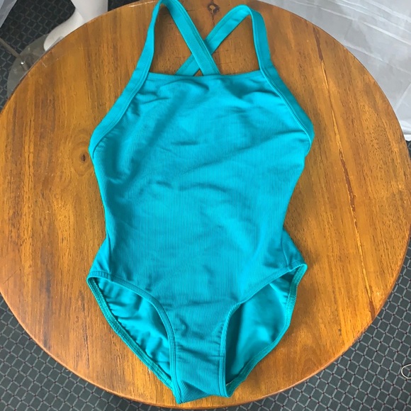 Vintage Other - Vintage Women's Teal Ribbed One Piece Retro Bathing Swim Suit